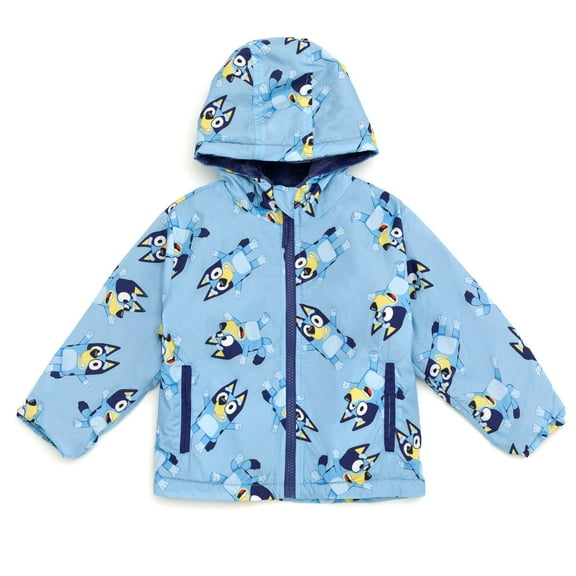 Bluey Zip Up Waterproof Hooded Rain Jacket Coat Infant to Little Kid