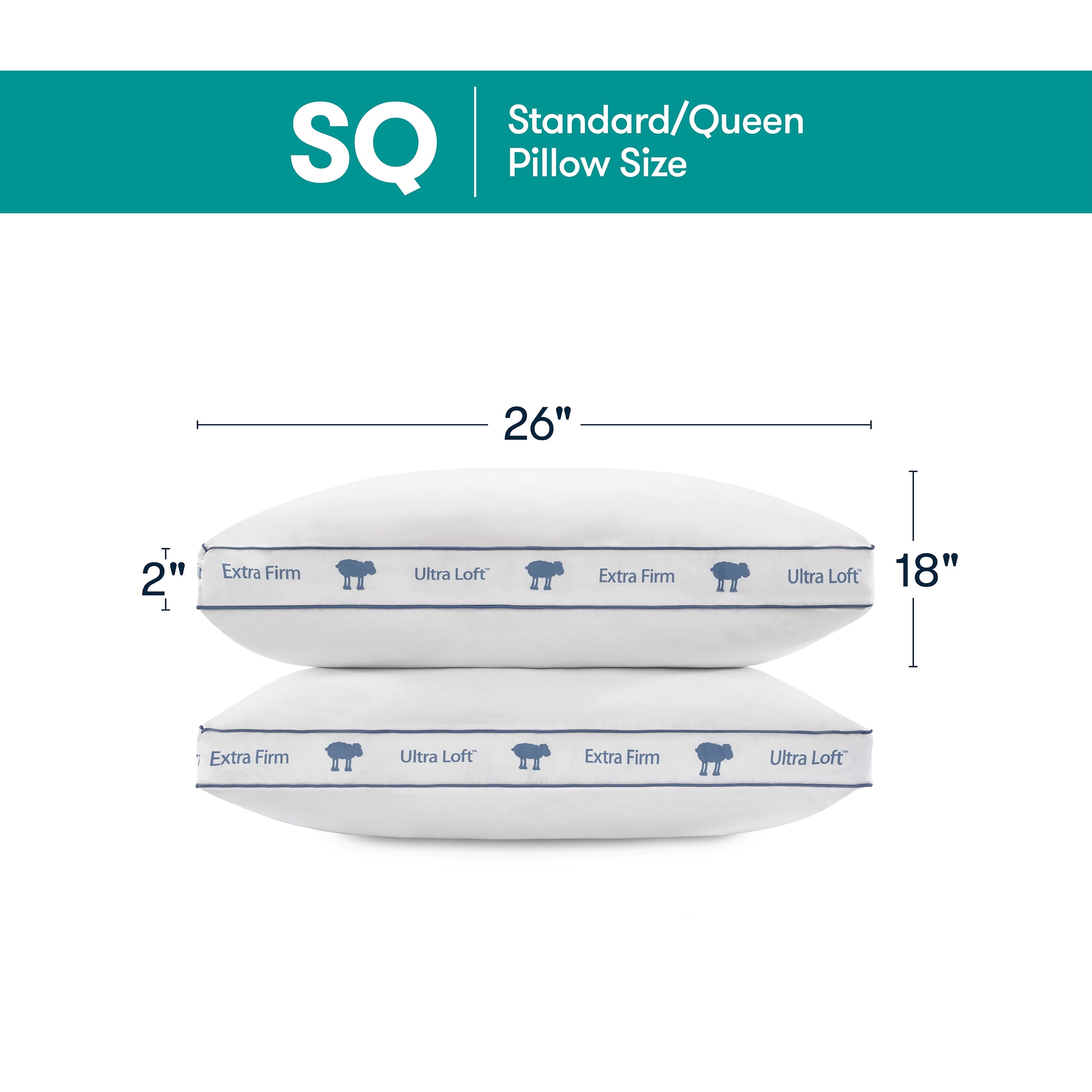 Sertapedic Ultra Loft Standard/Queen Bed Pillow, Extra Firm Support