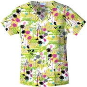 Sunny Garden Print Shaped V-neck Scrub