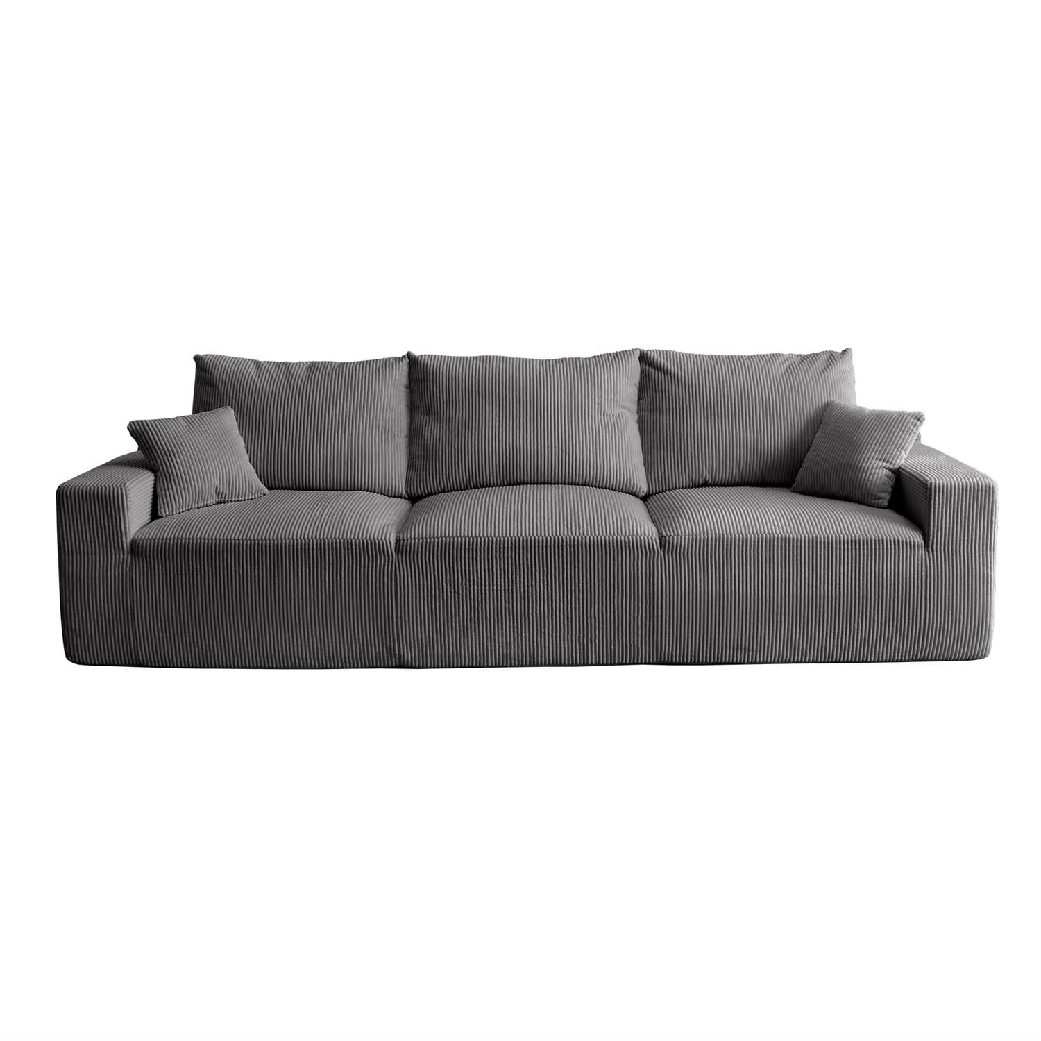 Demi Bonn 110" Ultra-Soft L-Shaped Sectional Sofa, Full-Compression 3-Seater Cloud Couch with Out Chaise, Modular Deep Seat, No Assembly Required, Gray