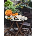 thumbnail image 3 of Round Fitted Tablecloths with Elastic Edge Halloween Bandage Gnomes Pumpkin Pumpkin Oil-Proof Waterproof Wipeable Table Cover for Kitchen Dining Party Decor Cute Ghost Table Clothes,55" - 60", 3 of 7