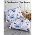 thumbnail image 3 of Purple Blue Spring Floral Pillow Covers Queen Size 2 Pack, Summer Flowers Botanical Soft Bed Throw Pillowcases Breathable Cooling Long Lumbar Body Pillow Sham Cover for Bed Sofa 20''x30'', 3 of 7
