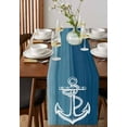 thumbnail image 4 of nqOlkjepod Nautical White Anchor Table Runner 60 Inches Long Farmhouse Dress Scarves, Blue Gradient Ocean Abstract Dining Tablerunner for Coffee Table/Kitchen Island/Party Décor, 13" x 60", 4 of 8
