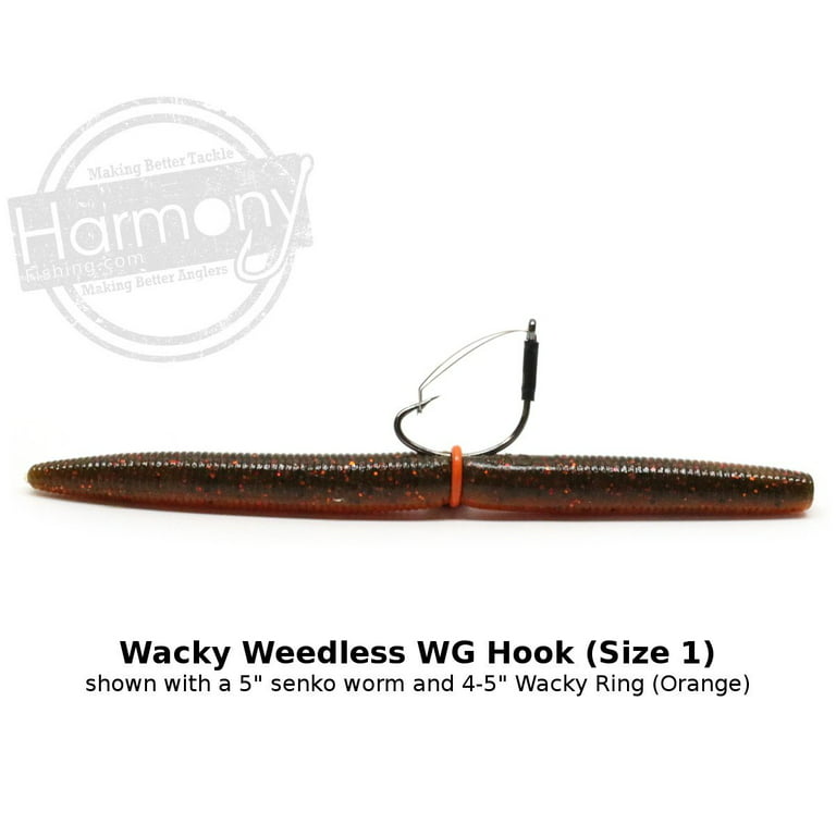 Harmony Fishing - Razor Series Wacky Weedless WG Fishing Hooks (25 Pack, Size 1)