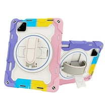 XYX 3in1 Rotating Stand Case for Xiaomi Pad 7/Xiaomi Pad 7 Pro 11.2 inch 2024 with Hand/Shoulder Strap, Shockproof Rugged, Colorful Pink