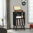 thumbnail image 5 of Record Player Stand, Vinyl Turntables Stand with Storage, Holds up to 160 Albums, Record Player Holder Dispaly Shelf for Bedroom Living Room - Black, 5 of 8