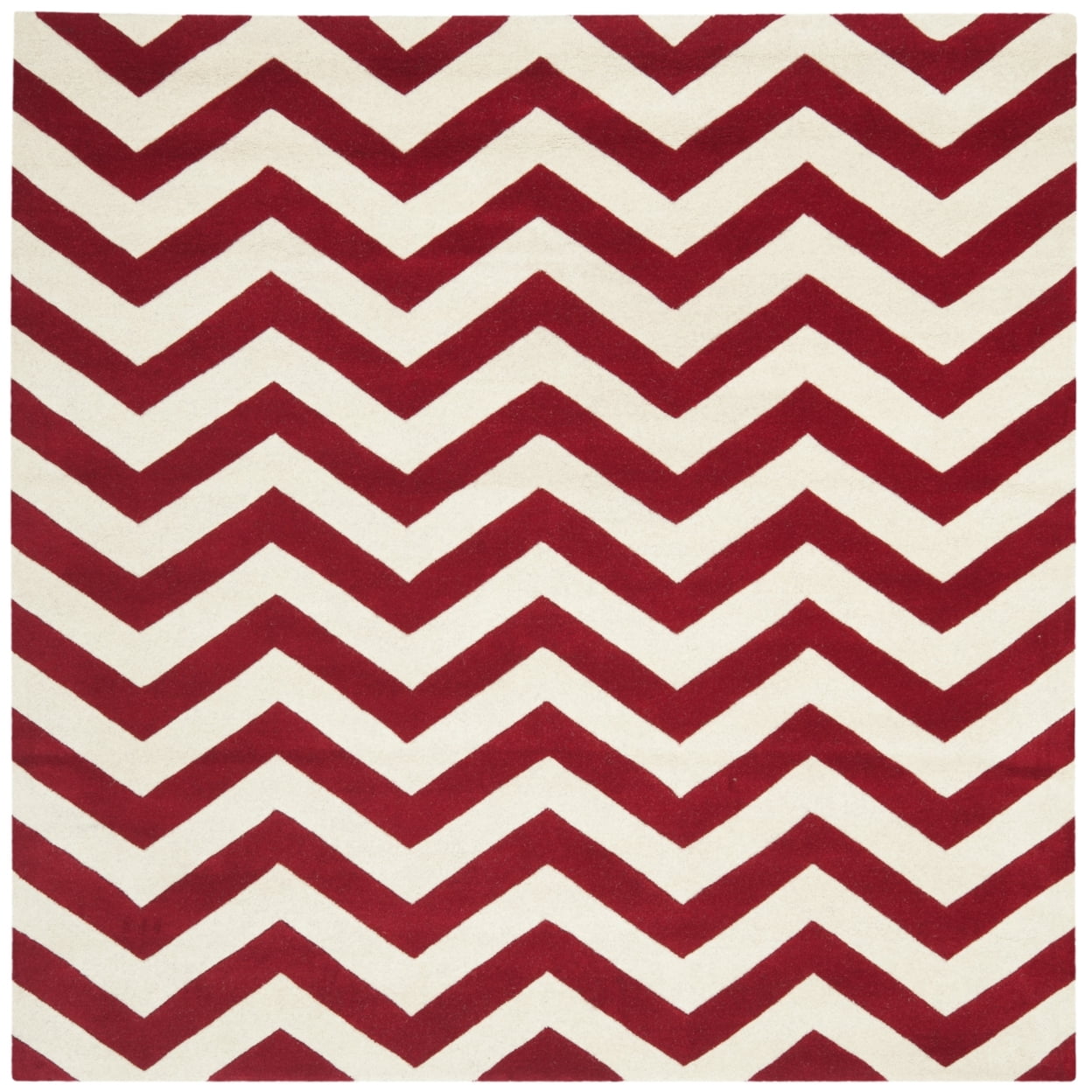 SAFAVIEH Chatham Jake Zigzag Stripes Wool Area Rug, Red/Ivory, 6' x 9'