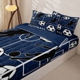 thumbnail image 3 of Castle Fairy Eat Sleep Soccer Zipper Twin Comforter Sets with Fitted Sheet and 2 Pillowcases, Sport Theme Hexagon Zipper Bedding Set, Navy Black,4-Piece,Navy Blue Reversible, 3 of 6