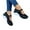 Black, variant on Woobling Women Flats Round Toe Casual Sneakers Ankle Strap Walking Shoes Non-slip Wedge Shoe Sports Mary Jane Sneaker Black 5.5