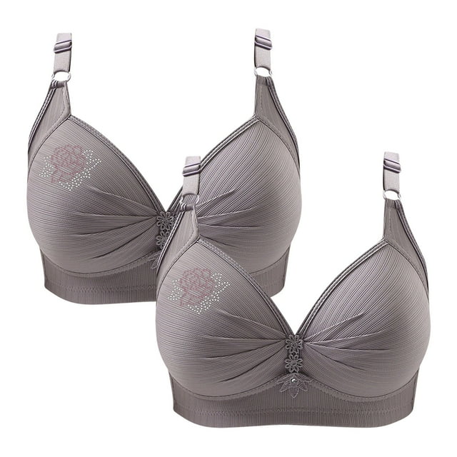 Timegard Wireless Bras for Women 2pc Ruched Full Support Adjustable Strap Comfy Daily Seniors Bras