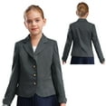 thumbnail image 5 of vastwit Kids Girls Blazer Suits Jacket Long Sleeve Lapel Collar School Uniform Coat with Pocket Gray 16, 5 of 6