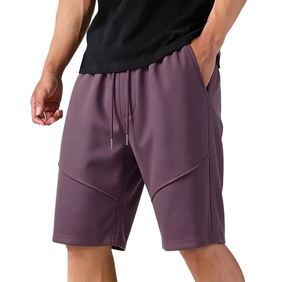 Ohufall Short Pants for Men Drawstring Elastic Waist Stretch Shorts Pockets Loose Sport Outdoor Casual Shorts