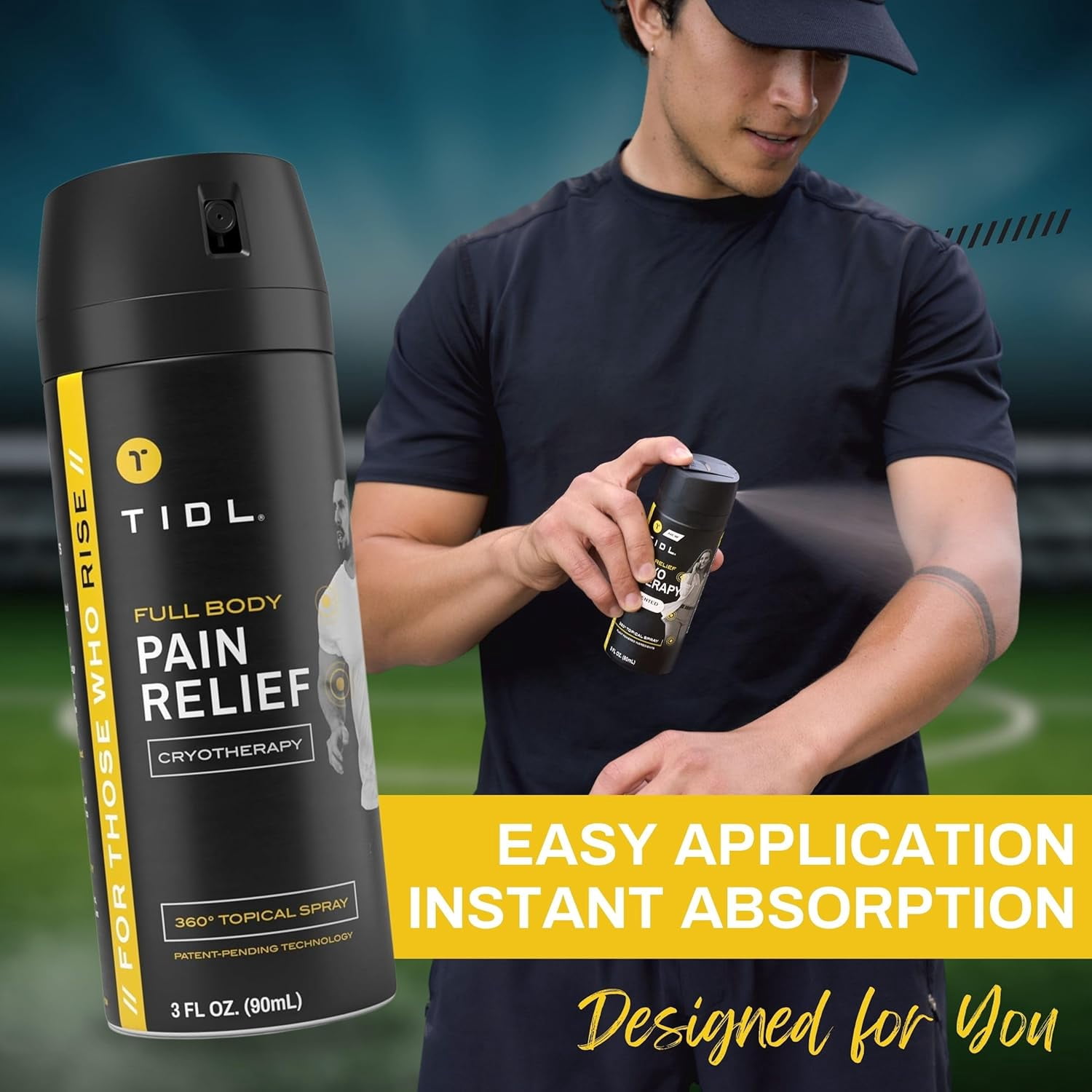 TIDL Cryotherapy Menthol Topical Pain Relief Spray for Body Aches & Pains, 3 fl oz