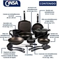thumbnail image 2 of Batería de cocina Cinsa Sabor de aluminio 16 piezas negro, 2 of 7