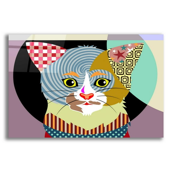 Epic Art 'Spectrum Cat' by Lanre Adefioyue, Acrylic Glass Wall Art, 16"x12"