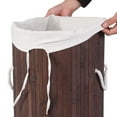 thumbnail image 3 of GoDecor Bamboo Hamper Laundry Basket Home Washing Cloth Organizer Storage Bag Lid Brown, 3 of 6