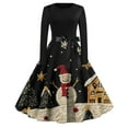 thumbnail image 4 of Christmas Dresses for Women Women's Fashion Vintage Long Sleeve Round Neck Christmas Printed Evening Party Dresses for Formal Event,Black,M, 4 of 4