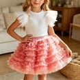 thumbnail image 3 of Auroural Toddler Girls Clothes 5T To 6T Girls Skirt Layered Party Skirt Flying Sleeve Top Toddler Little Girls Skirts Set, 3 of 6