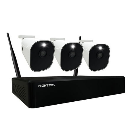 Night Owl Security Camera System, 10 Channel Wi-Fi NVR with 1TB Hard Drive, 3 Wire Free (Battery) 1080p HD Spotlight Surveillance Bullet Cameras, 2-Way Audio Indoor Outdoor Cameras with Night Vision