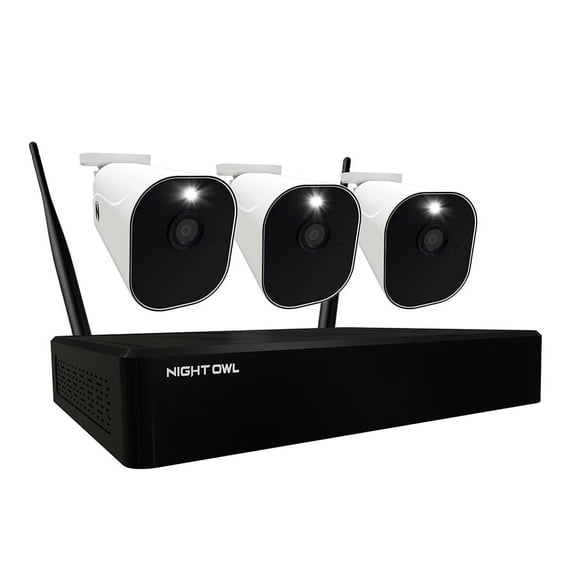 Night Owl Security Camera System, 10 Channel Wi-Fi NVR with 1TB Hard Drive, 3 Wire Free (Battery) 1080p HD Spotlight Surveillance Bullet Cameras, 2-Way Audio Indoor Outdoor Cameras with Night Vision