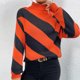thumbnail image 4 of 2023 otoño e invierno nuevo suéter de cuello alto suéter camisa de fondo de punto de rayas diagonales contrastantes europeas y americanas para mujeres, 4 of 4