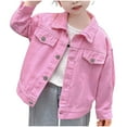 thumbnail image 2 of fnnxnal Girls Pink Denim Jacket - 100% Durable Denim, Classic Button-Front with Chest Pockets, Casual Outerwear for Kidss & Kids (1-11 Years),Size 7 T, 2 of 6