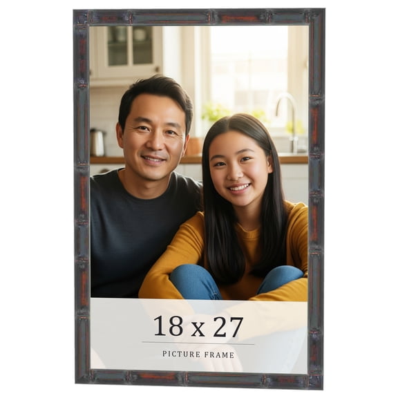 18x27 Frame Brown Bamboo with Dark Coffee/Walnut Finish | Solid Wood Picture Frame Width 0.75