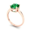 thumbnail image 2 of Solitaire Engagement Ring for Women - 2ct Simulated Emerald in 14K Rose Gold Promise Ring, 2 of 6