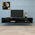 thumbnail image 3 of Modern High Gloss Storge Shelf Entertainment Center Console Table for Living Room, Floatable Entertainment Center for TVs up to 80 Inch, Black, 3 of 8