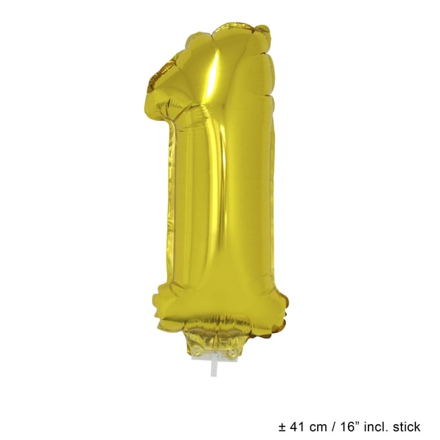 Balloon-Foil sur Bâton-Numéro 1-16 Pouces"-Gld