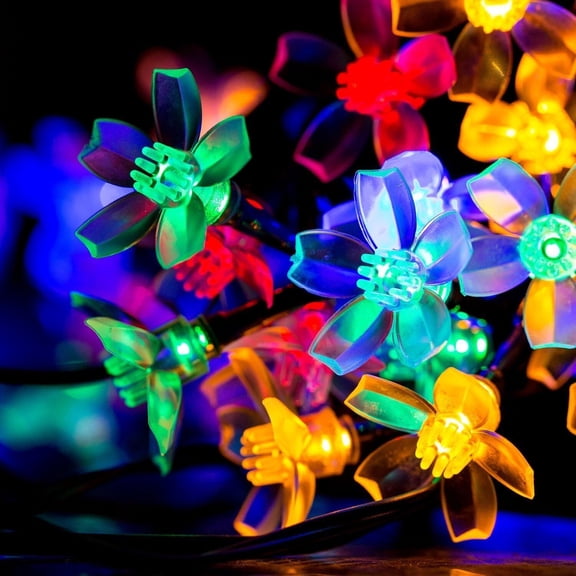 GoXteam Fairy Flower String Lights Outddor Decorative Lights 23 Feet 50LED Lighting for Christmas Halloween Wedding Party Indoor Outdoor Bedroom Decorations (Multi-color)