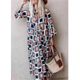 thumbnail image 1 of Vestido de fiesta Vintage con manga acampanada de tres cuartos para mujer, vestido informal de verano con cuello en V para mujer, ropa de calle sencilla, 2022 LingWen 8390606468567, 1 of 1