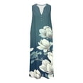 thumbnail image 3 of Awdenio Summer Dresses for Women Casual Button V Neck Sleeveless Pocket Long Holiday Dress Floral Beach Dress, 3 of 4