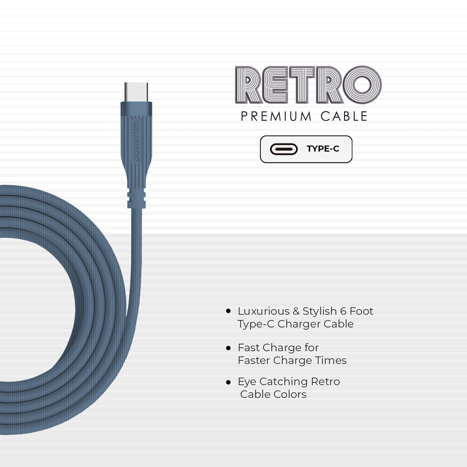 Liquipel Powertek Retro USB-A to USB-C - Blue