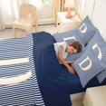thumbnail image 4 of Erosebridal Initial D Letter Kid Bedding Comforter Set 7pcs, Abstract Stripe King Bedding Sets, 4 of 7