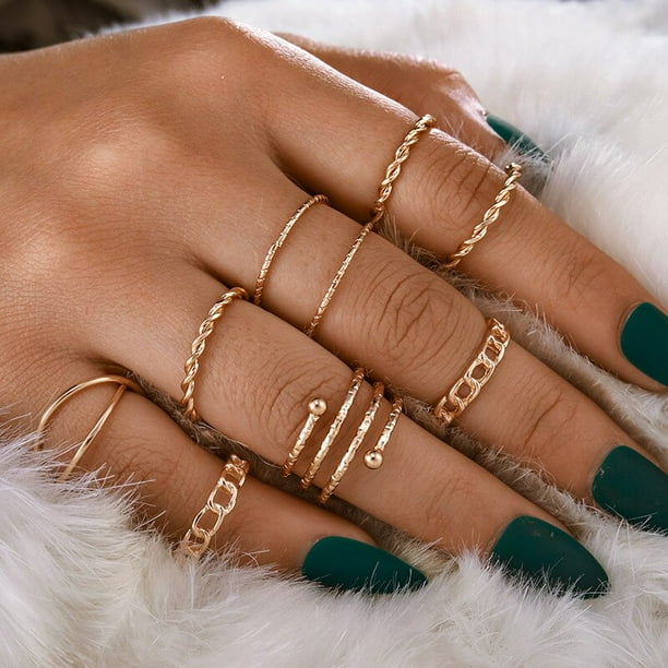 Anillos a juego de estrella y luna para Mujer, Anillos de Mujer, conjunto de Anillo de oro, Bagues, Anillo para niñas, joyería Bohemia, accesorios de Slytherin Tan Jianjun unisex