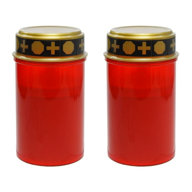 2X Grave Candle for Cemetery Grave Solar Lights with Lighting LED Grave