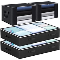 Lockways Large Under Bed Storage Containers,Clothes Closet Organizers with Clear Window,Underbed Storage Bags for Comforter,Blanket,Clothes,2 Pcs 75L   2 Pcs 62L