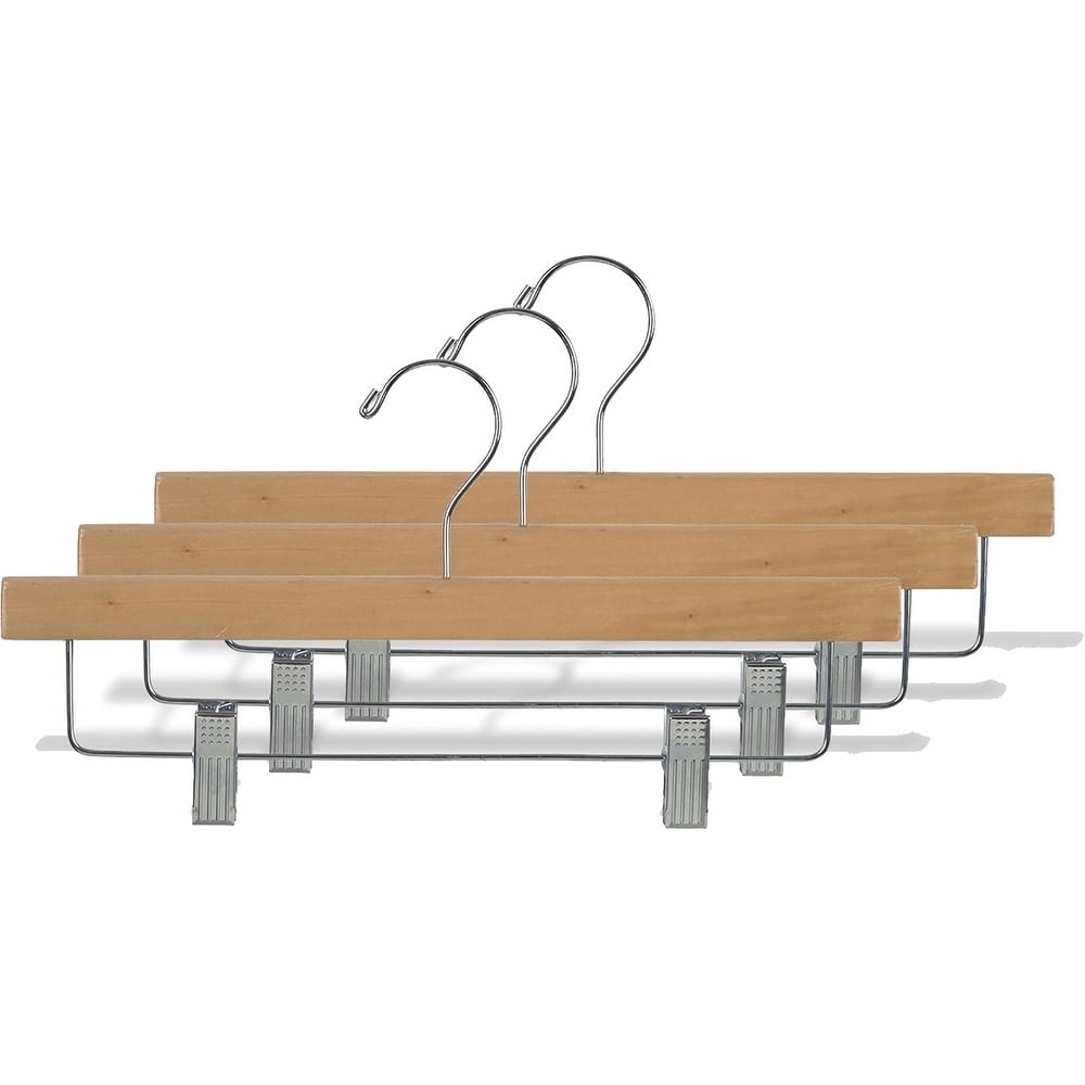 INTERNATIONAL HANGER Rubber Coated Natural Wood Pant Hanger, 25 Pack