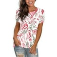 thumbnail image 4 of IchuanyiWomen Crewneck Print Short Sleeve T-Shirts Summer Tees Loose Fit Graphic Tops, 4 of 6
