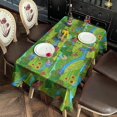 Green Tablecloth Pattern Rooster and Farm Green Pattern Waterproof Tablecloth, Rectangular ...