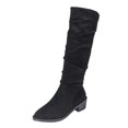 thumbnail image 6 of Mepaouo Womens Knee High Boots Suede Stack Slouchy Walking Riding Work Long Boots for Women(Black,6), 6 of 7