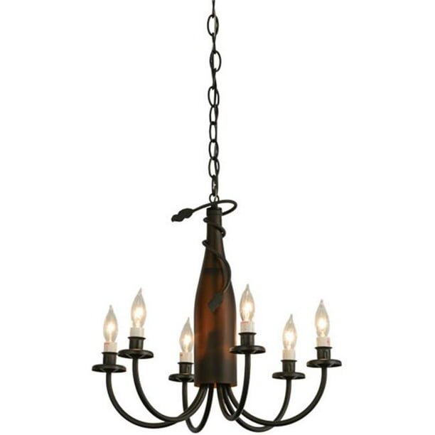 Meyda 121456 18 In Tuscan Vineyard Frosted Amber 6 Light Wine Bottle Chandelier 44 Black Com Tuscan Vineyard Frosted Amber 6, Tuscan Light Fixtures Kitchen