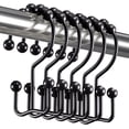 thumbnail image 2 of Titanker Ganchos para Cortina de Ducha, Ganchos de Ducha de Doble Deslizamiento de Metal Resistentes al óxido para Cortinas de Barras de Ducha de baño, Juego de 12 Ganchos - Negro Mate, 2 of 4