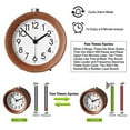 thumbnail image 3 of Fymlhomi Small Battery Operated Analog Travel Alarm Clock ,Creative Wood Clock Silent No Ticking, Ascending Beep Sounds, Snooze,Light Functions,Gentle Wake, Easy Set., 3 of 5