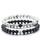 thumbnail image 1 of (20 cm en blanco y negro)Pulseras a distancia | Elástico fuerte | Relación de amistad Parejas Su Suya | Ágata Howlita Blanca Ónix Negro, 1 of 5