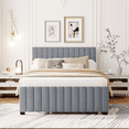 thumbnail image 2 of Noble House Full Size Velvet Upholstered Platform Bed with Twin Size Trundle, Gray, 2 of 10