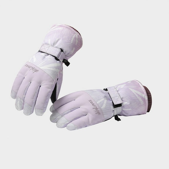 Lilgiuy Women Winter Ski Gloves Fashion Waterproof Touchscreen Snowboard Gloves Windproof Warm Snow Mittens for Hiking Running Driving Purple