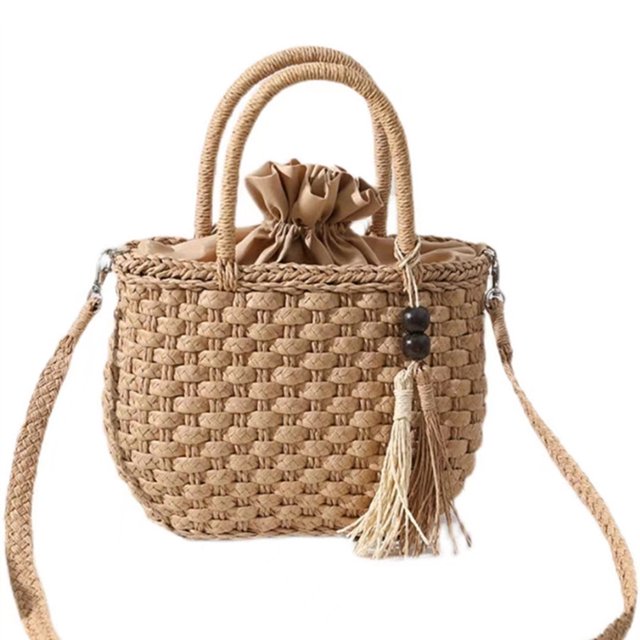 Bolsa de paja de moda Boho verano tejido a mano playa mujeres compras de mano Tmvgtek Para Estrenar