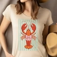 thumbnail image 4 of Cute Lobster in Bow T-Shirt for Women, Funny Nautical Summer Graphic Tee, Black, Size M, 4 of 6